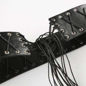 Gothic Lace-Up Corset Belt for Y2K Fashion & Grunge Aesthetic Outfits