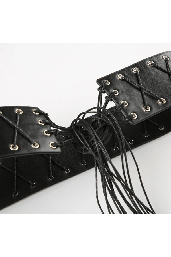 Gothic Lace-Up Corset Belt for Y2K Fashion & Grunge Aesthetic Outfits