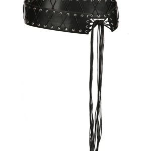 Gothic Lace-Up Corset Belt for Y2K Fashion & Grunge Aesthetic Outfits