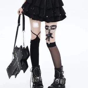 Gothic Layered Corset Skirt for Y2K Aesthetic and Grunge Style Outfits