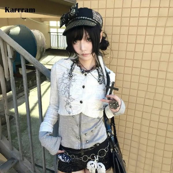 Gothic Lolita Layered Cardigan for Y2K Aesthetic & Coquette Style