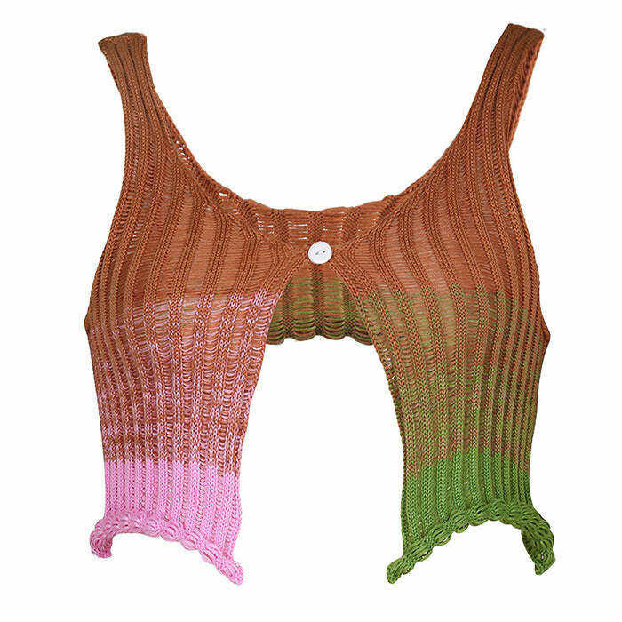 Gradient Crochet Top - Y2K Aesthetic Cute Top for Cozy Fall Vibes