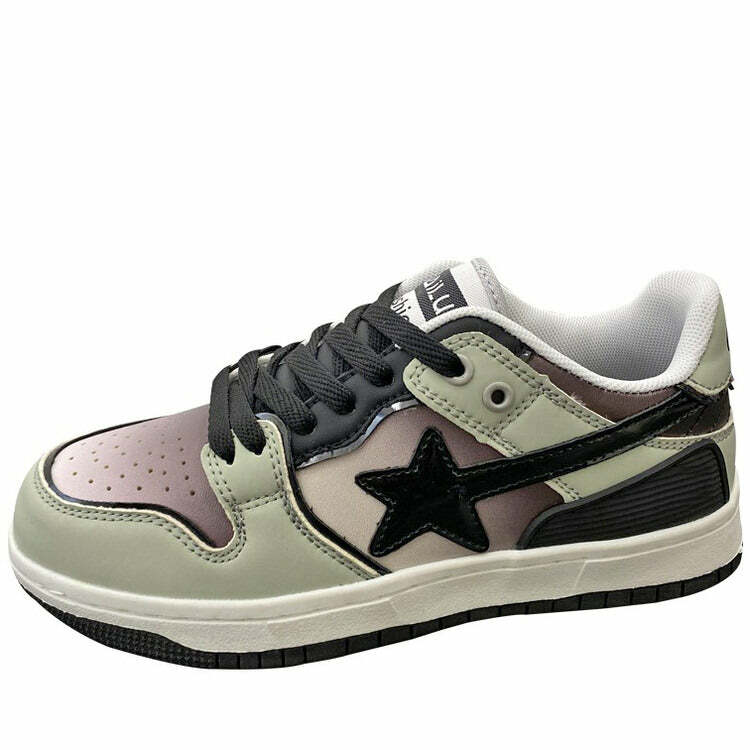 Gradient Grey Shooting Star Sneakers for Y2K and Grunge Aesthetic Styles