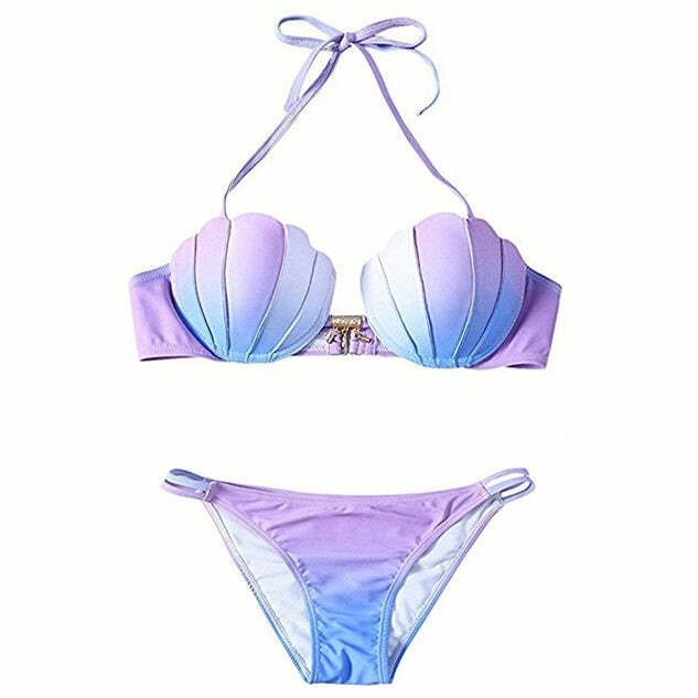 Gradient Mermaid Bikini - Y2K Aesthetic Swimwear for Trendy Beach Vibes