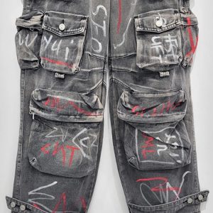 Graffiti Riot Y2K Cargo Jeans for Grunge Aesthetic Outfits