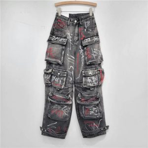 Graffiti Riot Y2K Cargo Jeans for Grunge Aesthetic Outfits