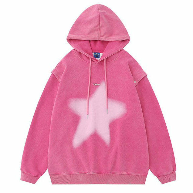 Graffiti Star Print Y2K Hoodie for Trendy Aesthetic Outfits