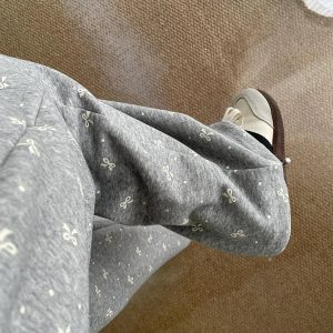 Gray Bow Cozy Lounge Pants - Y2K Aesthetic Comfy Fashion Essential