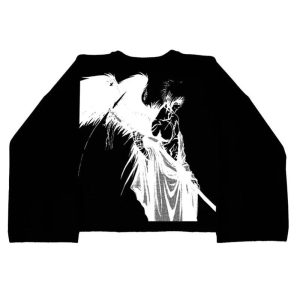 Grim Reaper Shadow Sweater - Y2K Aesthetic Grunge Style Cozy Top