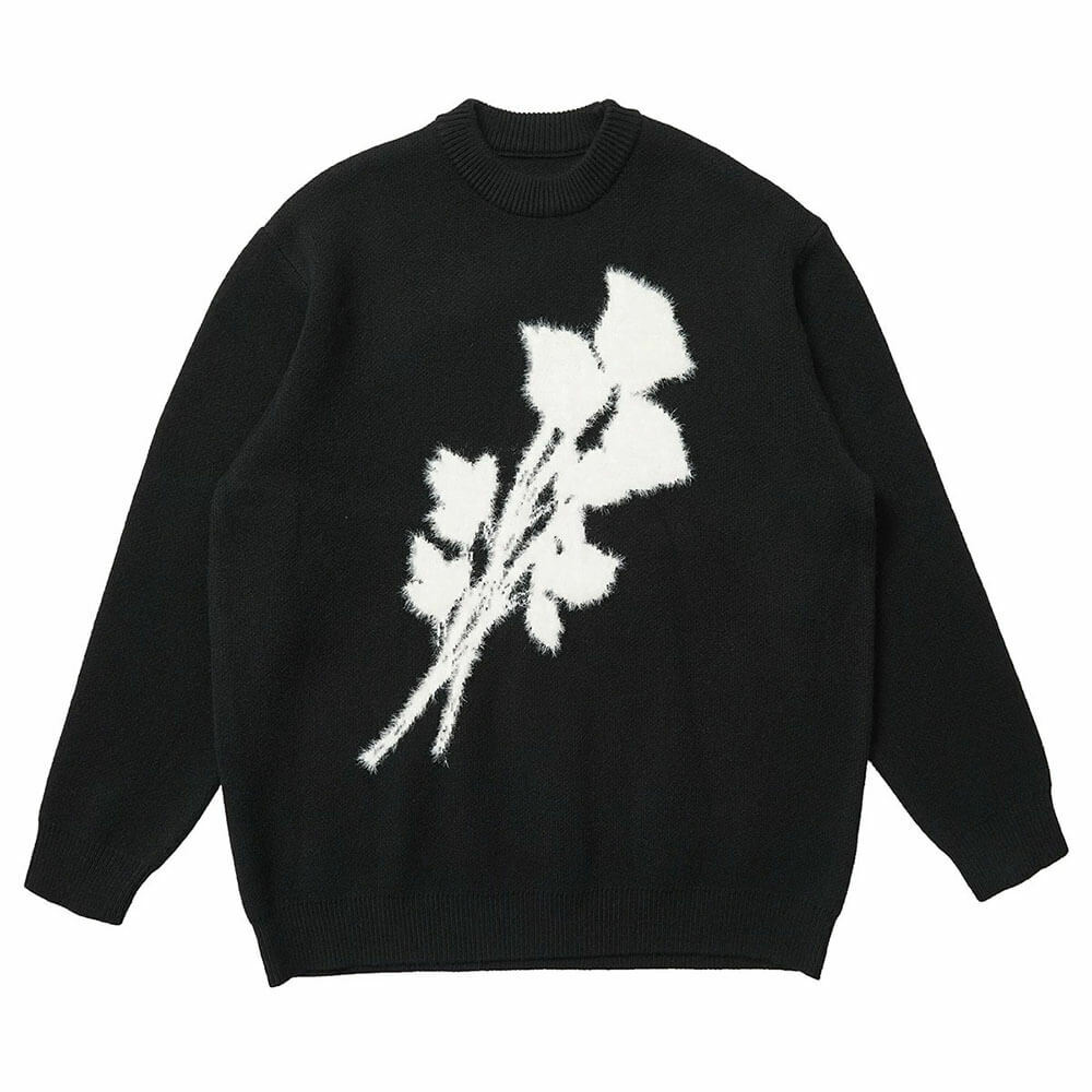 Grunge Aesthetic Rose Print Sweater for Y2K Style Lovers