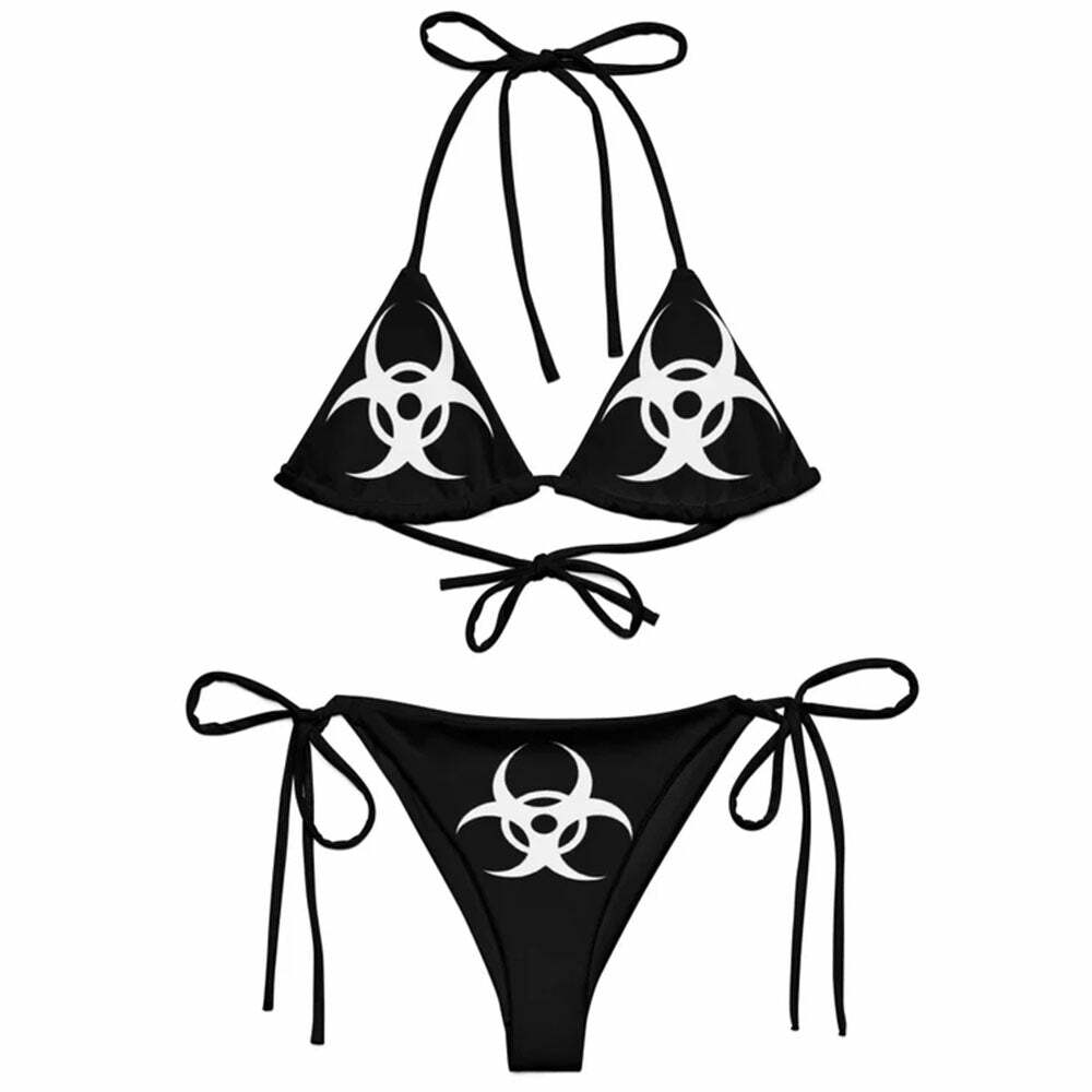 Grunge Aesthetic Y2K Bikini Set for Trendy Summer Vibes