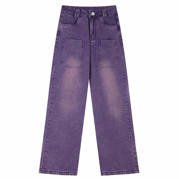 Grunge Purple Baggy Jeans for Y2K Aesthetic and Coquette Style Outfits