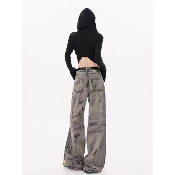 Grunge Splatter Wide-Leg Jeans for Y2K Aesthetic and Coquette Style