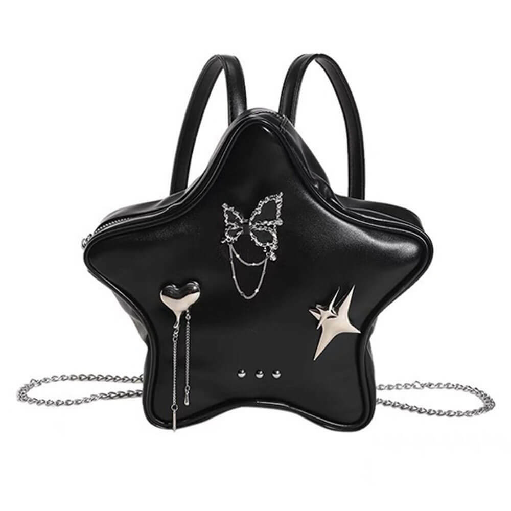 Grunge Star-Shaped Mini Backpack for Y2K Aesthetic Lovers