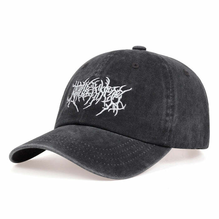 Grunge Washed Baseball Cap for Y2K Aesthetic and Coquette Style