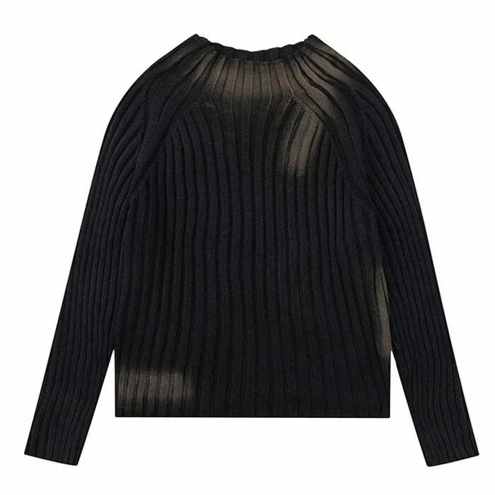 Grunge Washed Knit Sweater - Y2K Aesthetic Cozy Top for Effortless Style