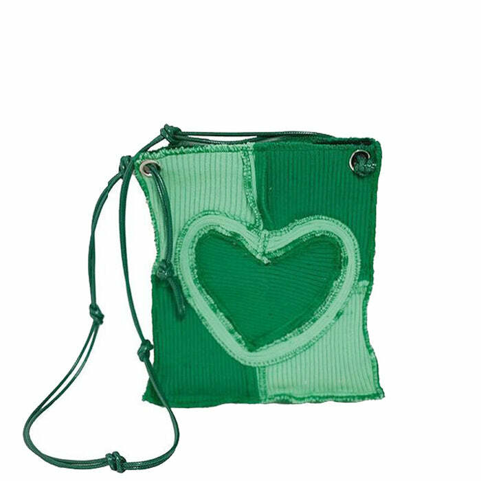 Heart Patchwork Purse - Y2K Aesthetic Bag for Coquette and Grunge Styles