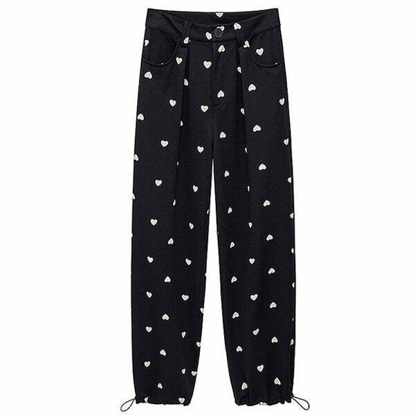 Heart Print Balloon Pants - Y2K Aesthetic Comfy Style for Cute Outfits