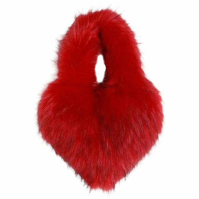 Heart Shape Fuzzy Handbag - Y2K Aesthetic Cute Accessory for Any Outfit