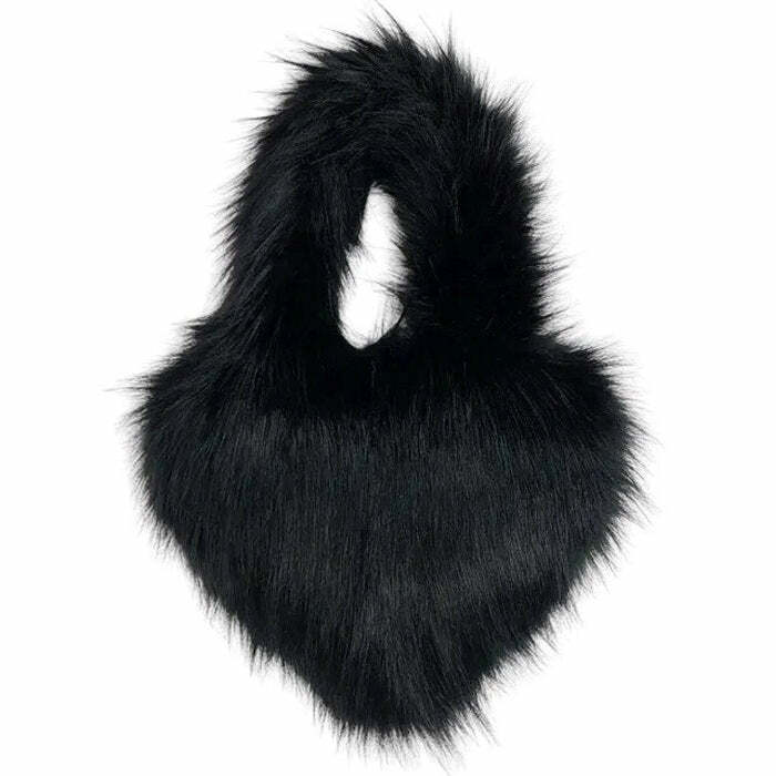 Heart Shape Fuzzy Handbag - Y2K Aesthetic Cute Accessory for Any Outfit