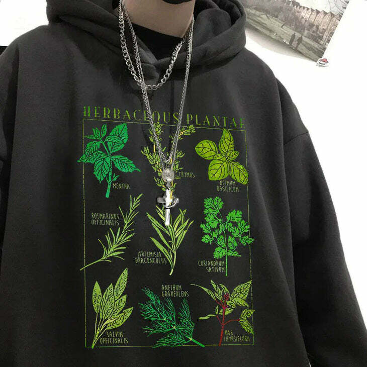 Herbaceous Plantae Y2K Hoodie: Embrace Coquette Aesthetic & Comfort