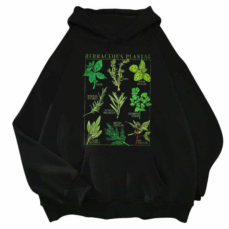 Herbaceous Plantae Y2K Hoodie: Embrace Coquette Aesthetic & Comfort