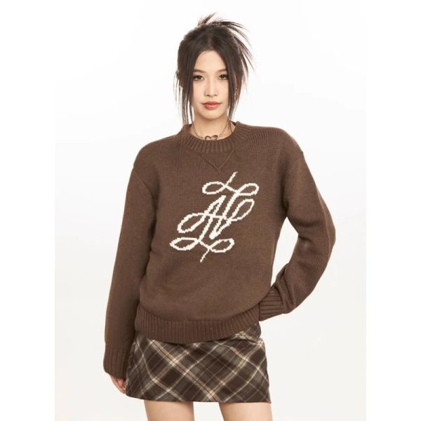 Heritage Monogram Sweater in Y2K Style for Cozy Aesthetic Vibes