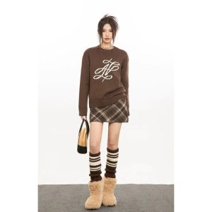 Heritage Monogram Sweater in Y2K Style for Cozy Aesthetic Vibes