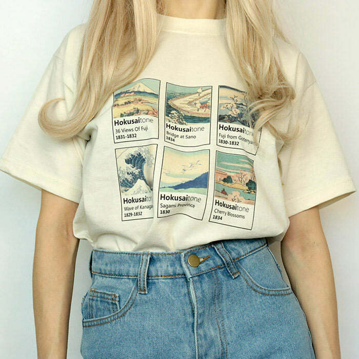 HokusaiTone Y2K Aesthetic T-Shirt - Cute Graphic Tee for Trendy Outfits