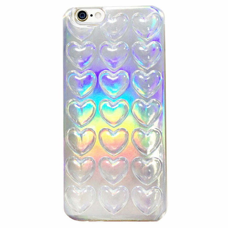 Holographic Heart Phone Case - Y2K Aesthetic Cute Accessory for Trendsetters