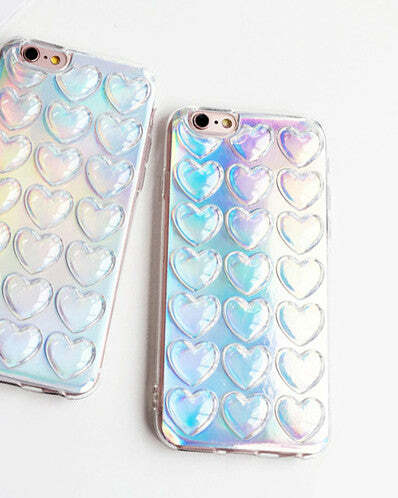 Holographic Heart Phone Case - Y2K Aesthetic Cute Accessory for Trendsetters