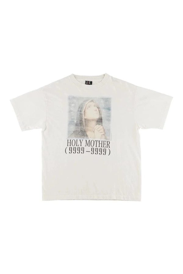 Holy Mother Graphic T-Shirt - Y2K Aesthetic Cute Top for Grunge Style