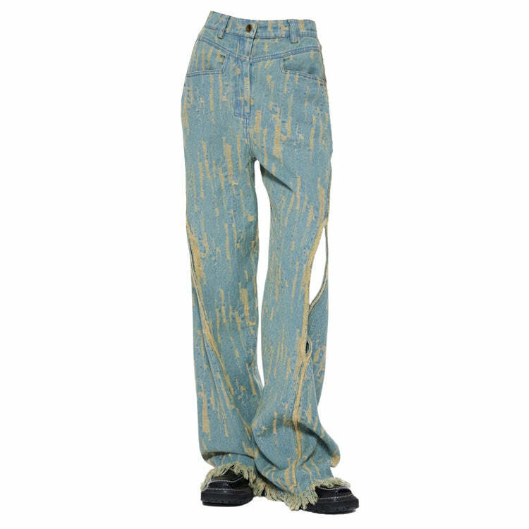 Icon Living Y2K Wide Jeans for Trendy Grunge and Coquette Aesthetics