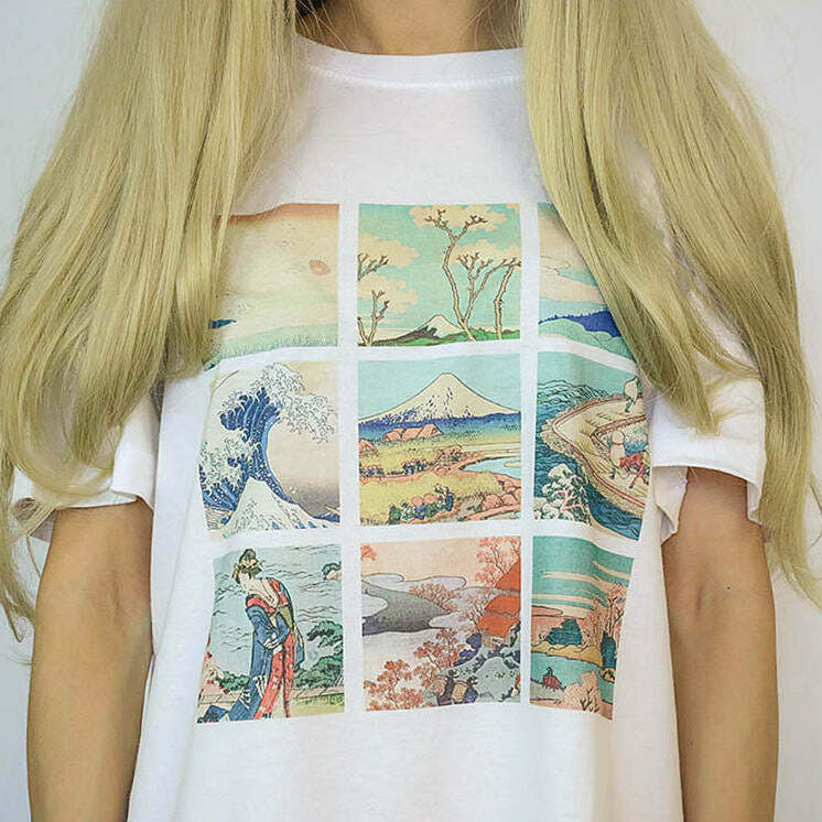 Katsushika Hokusai Tee - Y2K Aesthetic Graphic Top for Trendy Outfits