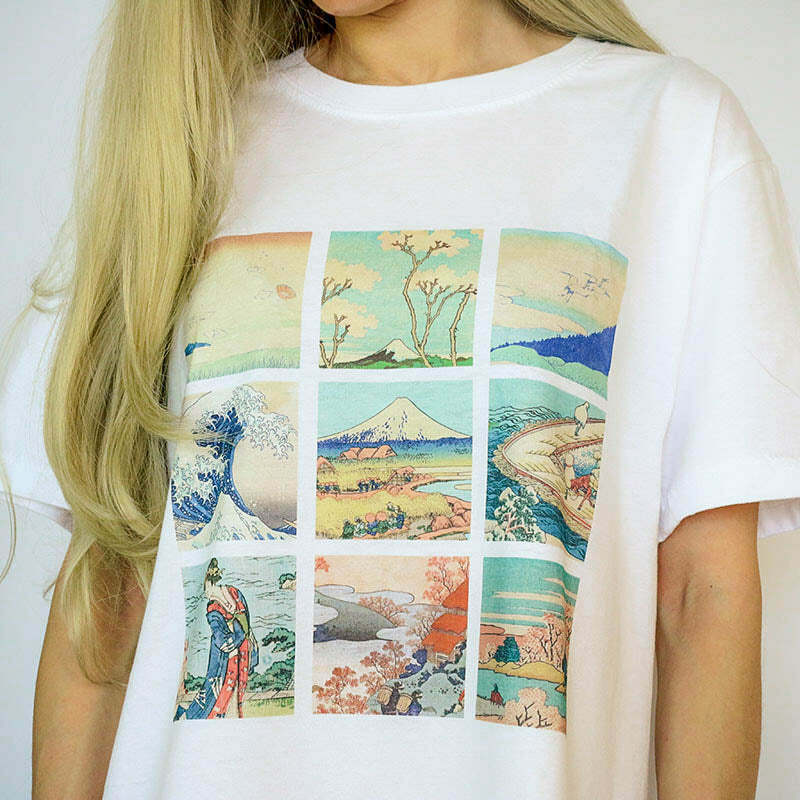 Katsushika Hokusai Tee - Y2K Aesthetic Graphic Top for Trendy Outfits