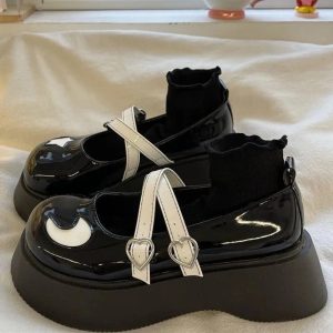 Kawaii Moon & Star Platform Mary Janes for Y2K and Coquette Aesthetic