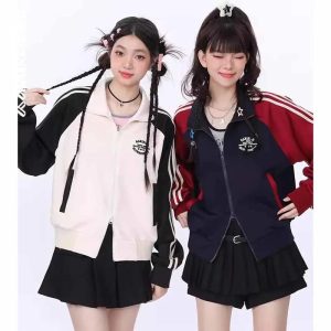 Kawaii Twin Track Jackets - Y2K Aesthetic Cute Tops for Trendy Outfits