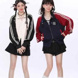 Kawaii Twin Track Jackets - Y2K Aesthetic Cute Tops for Trendy Outfits