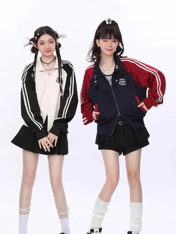 Kawaii Twin Track Jackets - Y2K Aesthetic Cute Tops for Trendy Outfits