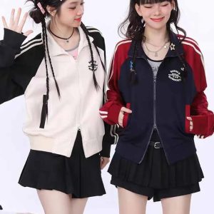 Kawaii Twin Track Jackets - Y2K Aesthetic Cute Tops for Trendy Outfits