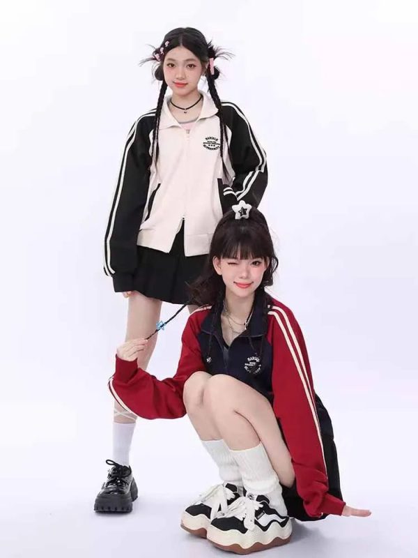 Kawaii Twin Track Jackets - Y2K Aesthetic Cute Tops for Trendy Outfits