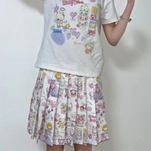 Kawaii Wonderland Pleated Skirt - Y2K Aesthetic Cute Top for Stylish Outfits