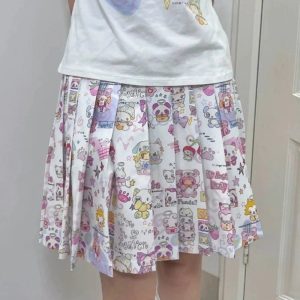 Kawaii Wonderland Pleated Skirt - Y2K Aesthetic Cute Top for Stylish Outfits