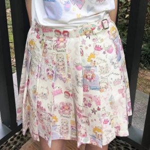 Kawaii Wonderland Pleated Skirt - Y2K Aesthetic Cute Top for Stylish Outfits