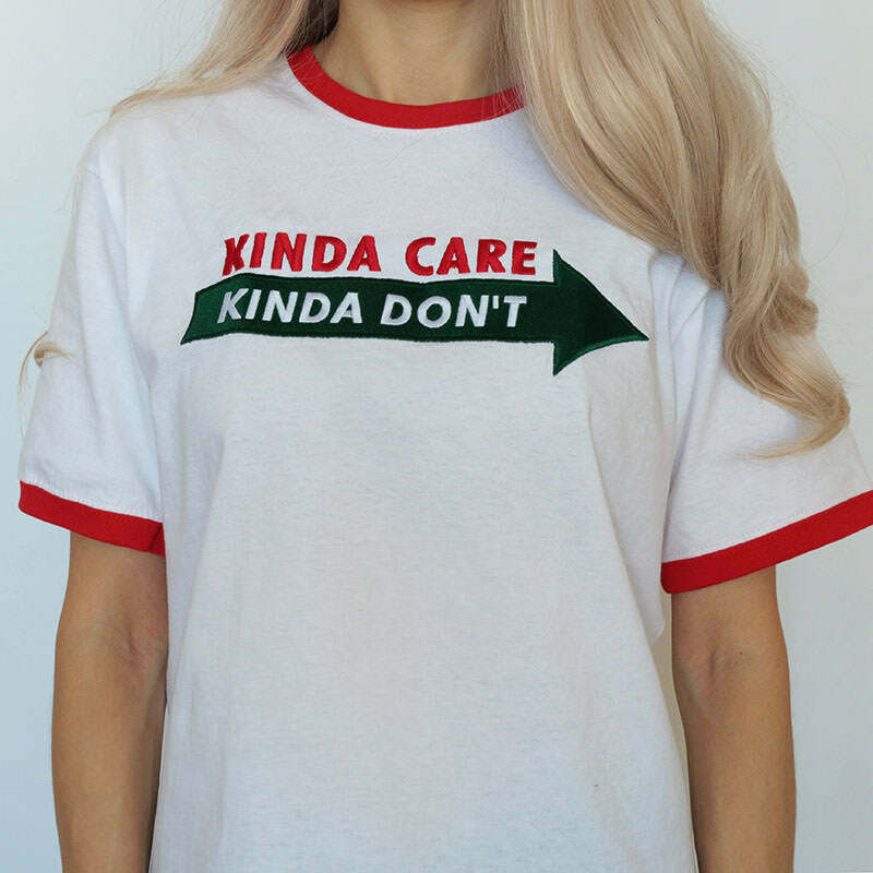 Kinda Care Y2K Tee: Cute Top for Coquette Aesthetic & Grunge Style