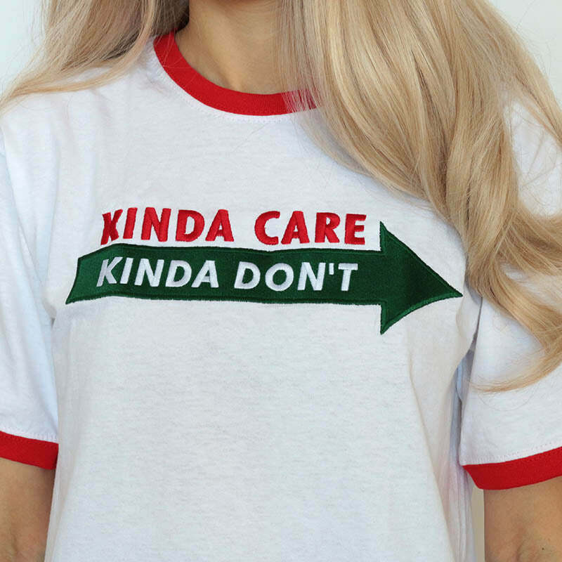 Kinda Care Y2K Tee: Cute Top for Coquette Aesthetic & Grunge Style