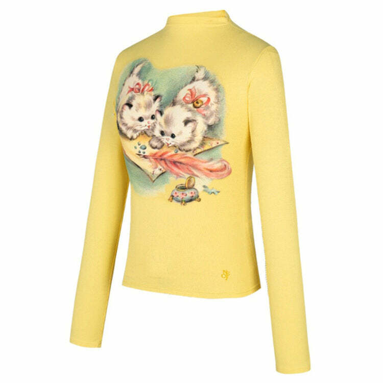 Kitty Y2K Long Sleeve Top - Cute Aesthetic for Y2K Fashion Lovers