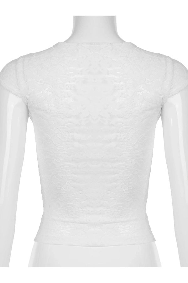 Lace Angelcore Graphic Crop Top - Y2K Aesthetic Cute Top for Stylish Looks