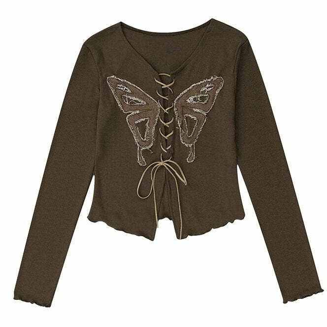 Lace Butterfly Aesthetic Top - Y2K Fashion for Cute Outfits & Styles