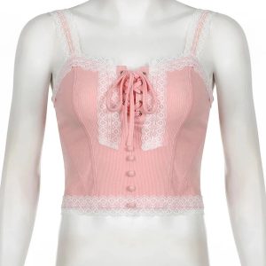 Lace-Trim Angelcore Corset: Embrace Y2K Aesthetic & Coquette Style